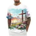 thumbnail image 2 of COSFO Shirts for Men Short Sleeve Cross Easter Graphic Tees Crew Neck Comfort Pullover Workout Loose Fit Tops, 2 of 5