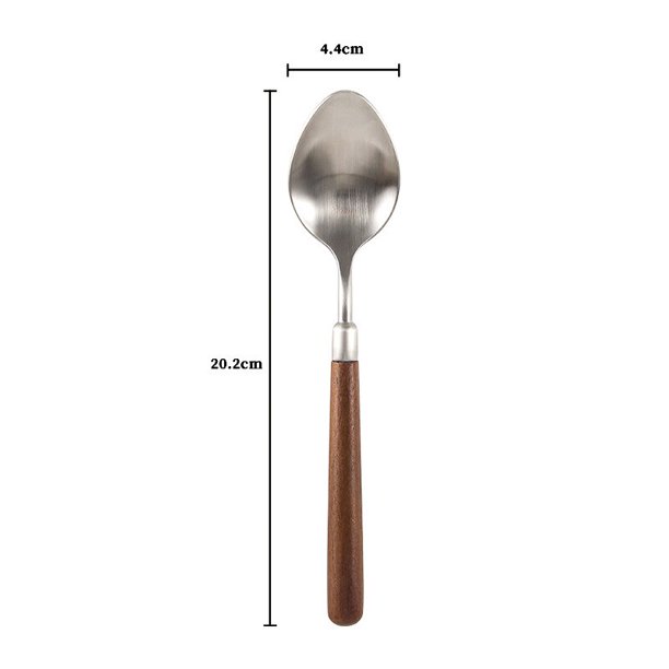 Cuchillo, tenedor y cuchara con mango de madera de acero inoxidable 304 Fivean unisex