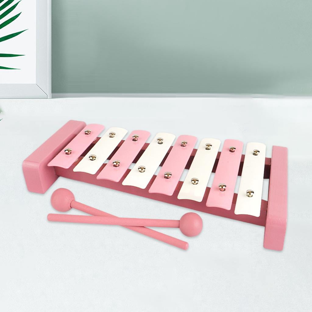 LeeQinersw Glockenspiel Xylophone Preschool Learning Toys Resonator Bell Musical Instrument Pink