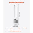 thumbnail image 5 of Tower Fan 40" Oscillating, Remote Control, 8H Timer, 15.4ft/s High Velocity, HEPA Filter, Quiet Bladeless Cooling Fan for Bedroom & Office, 5 of 7