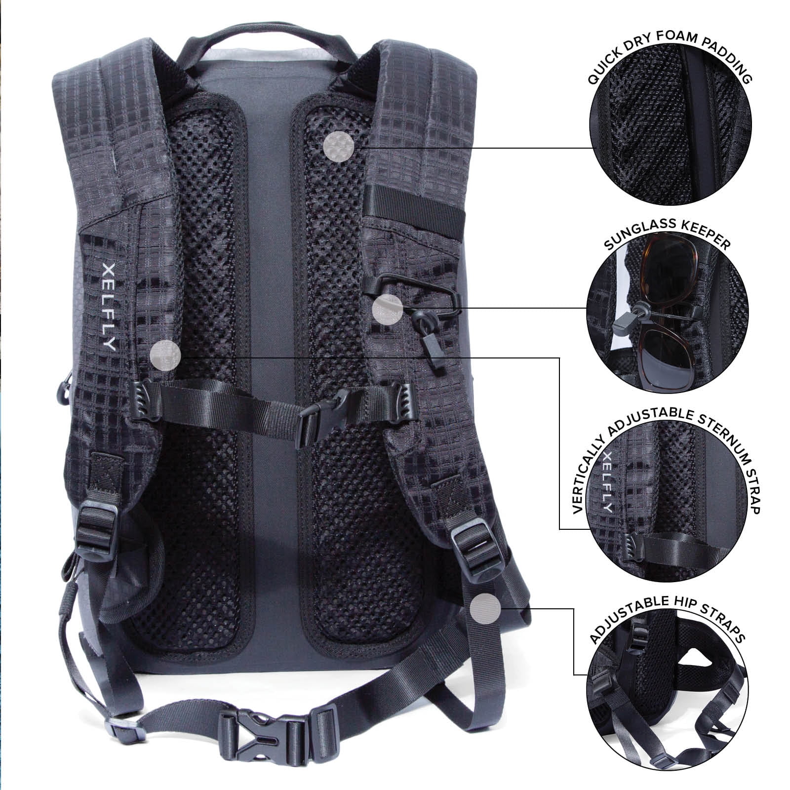 XELFLY Submersipack Waterproof Backpack - Submersible, Inflatable, Floating TPU Coated Durable Nylon Dry Bag with Airtight Zipper for Kayak, Fishing, Boating, Hiking, Paddle Board (Gray Stone, 25L)