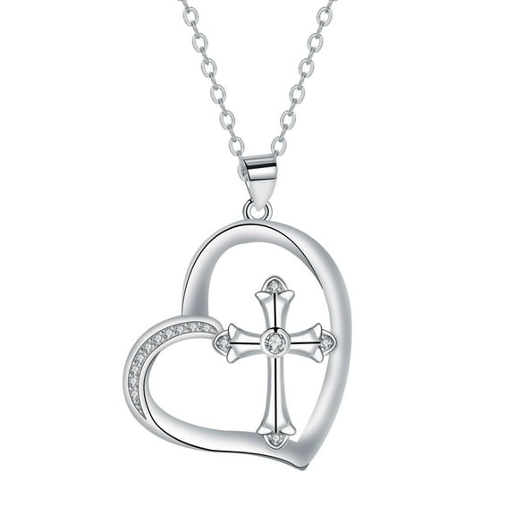 Cross Necklace for Women Cross Necklace Heart Necklaces for Women Chain Pendant Womens Necklaces