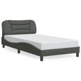 thumbnail image 1 of vidaXL Bed Frame with LED Lights Dark Grey 100x203 cm Fabric, 1 of 5