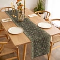 thumbnail image 3 of Sage Green Floral Table Runner - 48 Inch Long Ethnic Tribe Abstract Art Flowers Cotton and Linen Blended Dress Scarves Farmhouse Table Runner for Kitchen Dining, Coffee Table, 13" x 48", 3 of 8