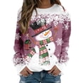 thumbnail image 1 of WEAIXIMIUNG Chandail en Molleton Femme avec Poches Zippées Mode Hiver Décontractée Bonhomme de Neige Flocon de Neige Imprimé de Noël Col Rond Manches Longues Sweat à Capuche, 1 of 4