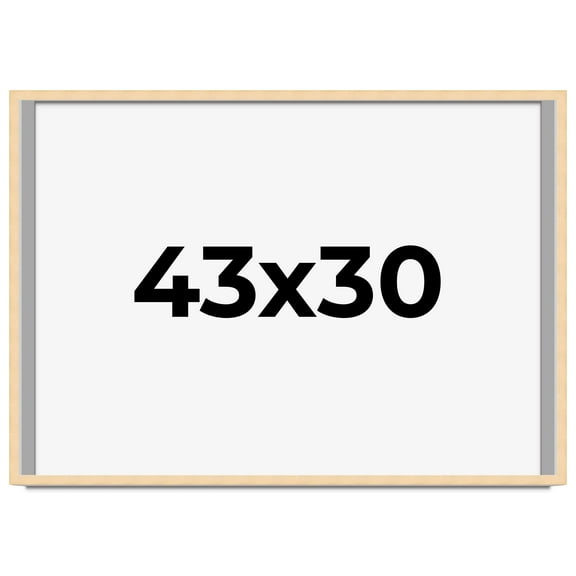 43x30 Frame Natural Wood Picture Frame | 0.75 Inch Moulding Width | with UV Acrylic Plexiglass,