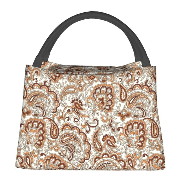Easygdp Indian Paisley1 Bolsa de Almuerzo Insulada Reutilizable, Bolsa de Mano y Bandolera para Oficina, Trabajo, Viajes