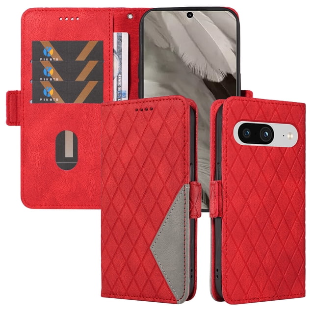 Compatible with Google Pixel 8 PU Leather Wallet Case with Card Holder Magnetic Closure Cover