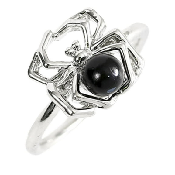 CILENON Wedding Band Simulated Black Wide Scary Spider Ring Silver Spider Poison Ring Gold Rings That Don'T Tarnish Diamond Ring Jewelry for Women(Silver,7)