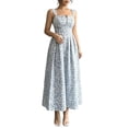 thumbnail image 2 of Xaqiouau Womens Floral Midi Dress Spaghetti Strap Summer Casual Sleeveless A Line Dress Button Front Flowy Beach Vacation Sundress, 2 of 8