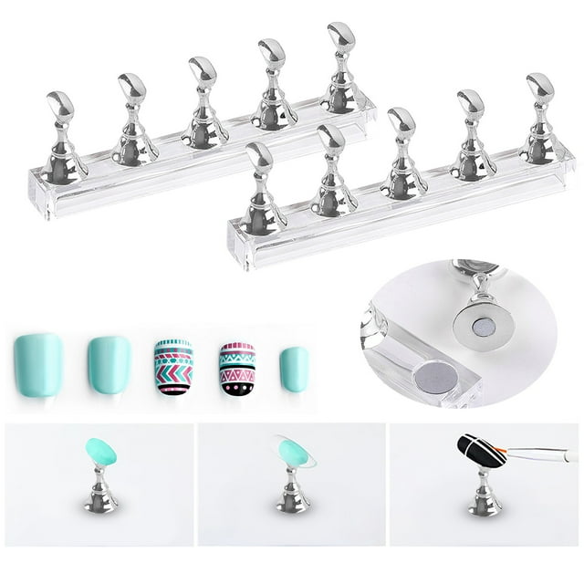 Acrylic Practice Stand Holder for Display and DIY Manicure Training with Detachable Tips