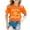 Orange, variant on Girls' Casual Printed Round Neck Short Sleeved Shirt T Shirt Casual Shirt with Shelf Bra for Women