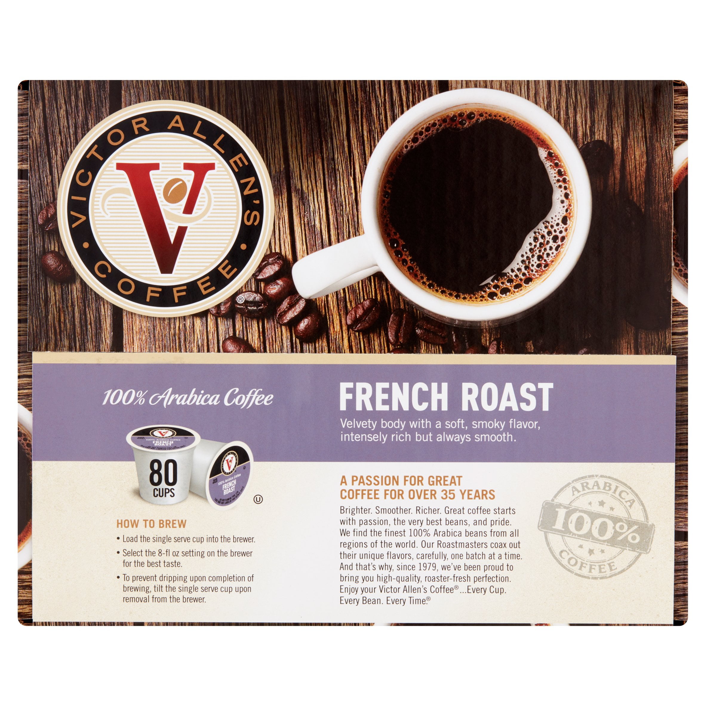 Victor Allen's Coffee French Dark Roast Coffee, 0.35 oz, 80 count