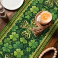 thumbnail image 2 of St Patricks Day Cotton Linen Table Runner for Dining Kitchen, Gold Green Shamrock Checkered Lucky Leaf Wedding Outdoor Party Tablerunners, Dresser Scarf Coffee Tablecloth Runners 13x70 Inches, 2 of 9