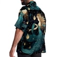 thumbnail image 3 of Mermaid Men's Hawaiian Poplin Casual Printed Button Down Short Summer Beach Shirts, Unisex, 3 of 6