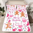 thumbnail image 2 of Feelyou Cute Gingerbread Man Full Size Sheets, Cartoon Christmas Bed Sheets, Teens Kids Women Girls Sheet Sets, Breathable Home Decor, 4pcs, 2 of 7