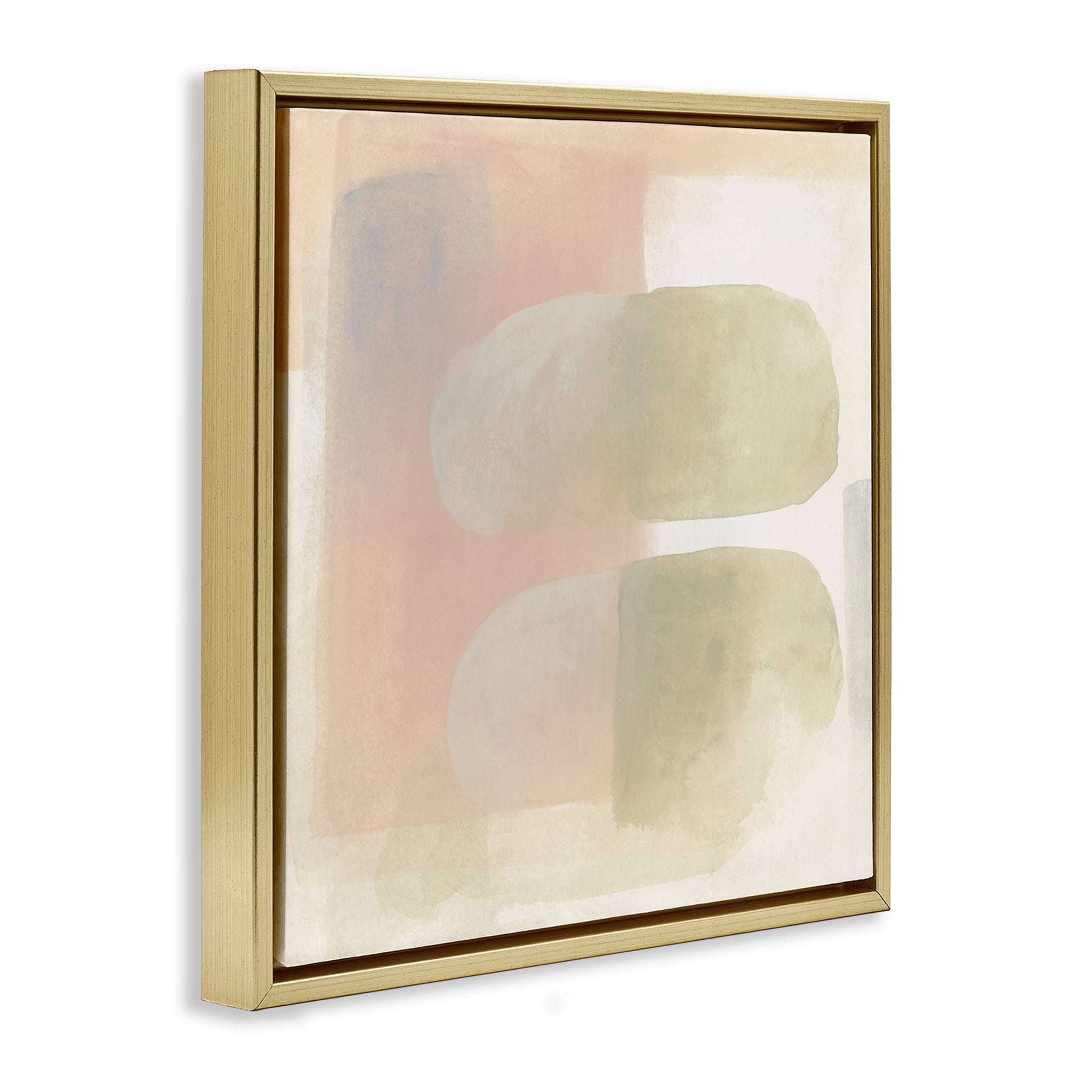 Stupell Industries Two Oval Shapes Abstract Painting Gold Floater Framed Canvas Art Print Wall Art, 25 x 25