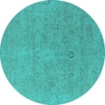 thumbnail image 1 of Ahgly Company Machine Washable Indoor Round Oriental Turquoise Blue Industrial Area Rugs, 5' Round, 1 of 4