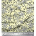 thumbnail image 1 of Soimoi Velvet Fabric Leaves & Floral Block Print Fabric by The Yard 58 Inch Wide, 1 of 3