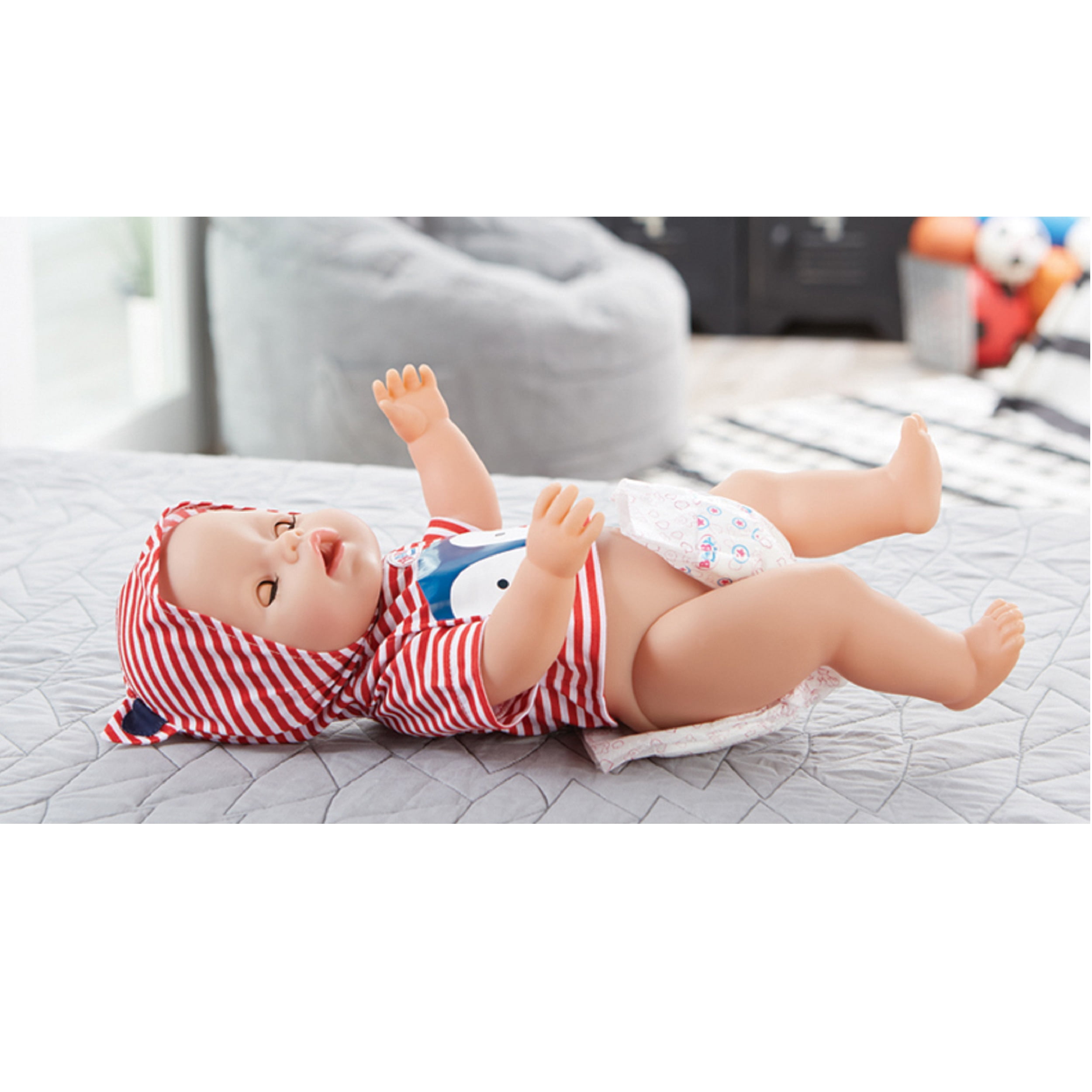 BABY born Interactive Boy Blue Eyes with 9 Ways to Nurture, Eats, Drinks, Cries, Sleeps, Bathes, and Wets