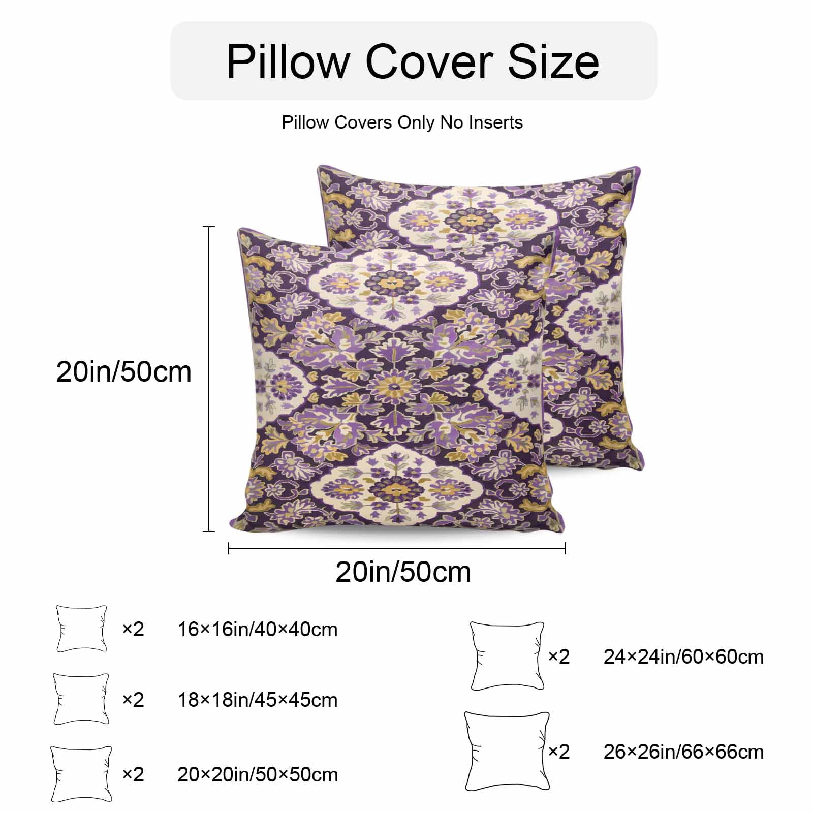 Outdoor Waterproof Throw Pillow Covers Set of 2 Purple Yellow Boho Flower Decorative Pillowcases Outdoor Pillows Cushion Case 16x16 Inch Bohemian Tribe Style Patio Pillows for Couch Sofa Bed Garden
