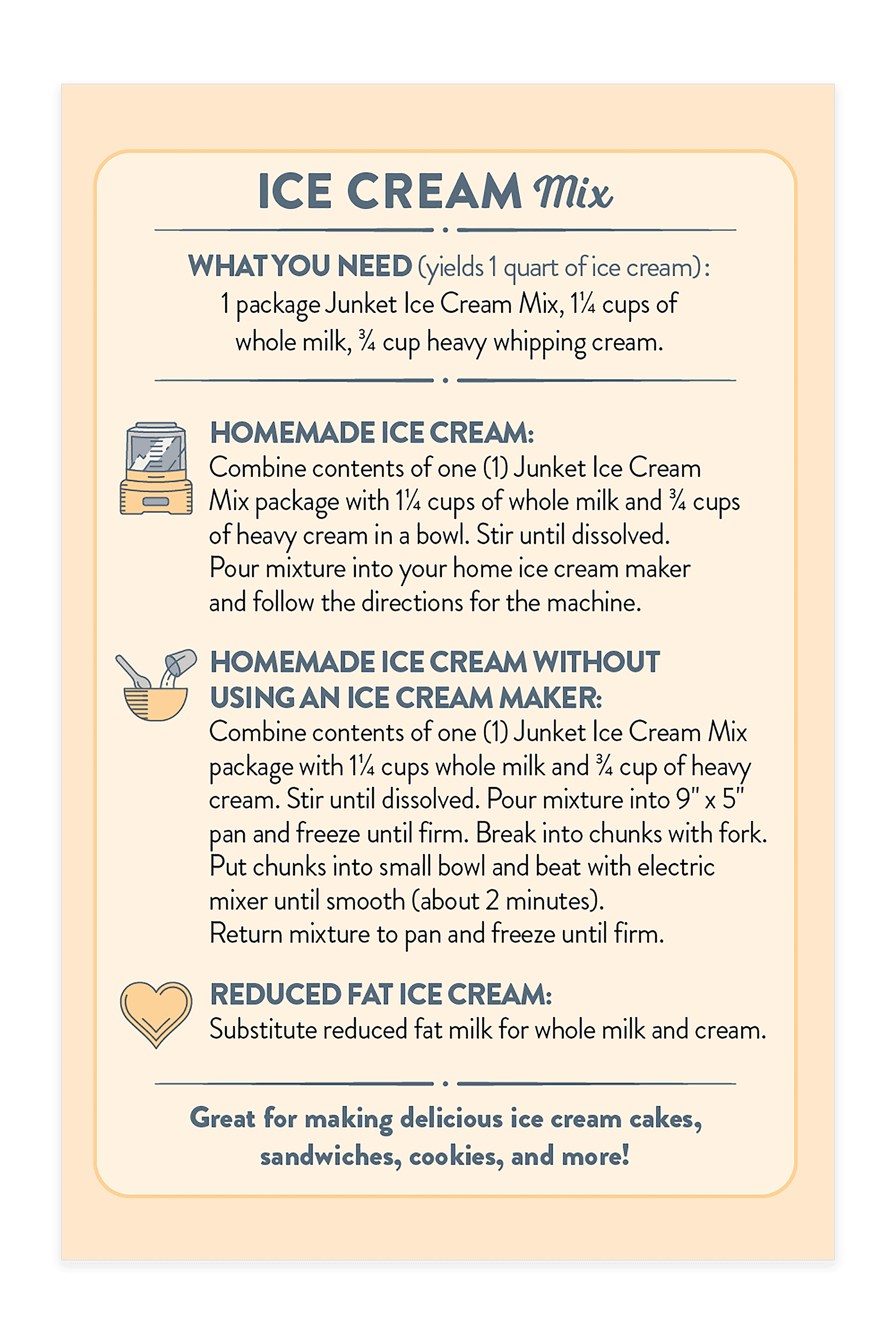 Junket Ice Cream Mix Very Vanilla, 4 Ounce