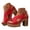 Red, variant on Pandaie Open Toe Ankle Strap Sandals Womens Platform Orthopedic High Heels Criss Cross Band Slingback Dress Pumps Shoes (Beige,6)