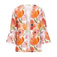 thumbnail image 3 of Hfnxid Women's Open Front Cropped Cardigan Lace 3/4 Sleeve Shawls Tops Lightweight Floral Printed Kimono Cardigans, 3 of 5
