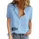 thumbnail image 1 of Gibobby Playera de Manga Corta con Cuello Redondo Algodón Lino Casual Suelto Personalidad Impreso Solapa Botón Manga Corta(Azul,M), 1 of 5
