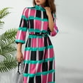 thumbnail image 6 of KOMOO Women Loose Flowy Tunic Dress Colorful Geometric Printed Long Sleeve Loose Dress Spring Autumn A-Line Long Dress, 6 of 9