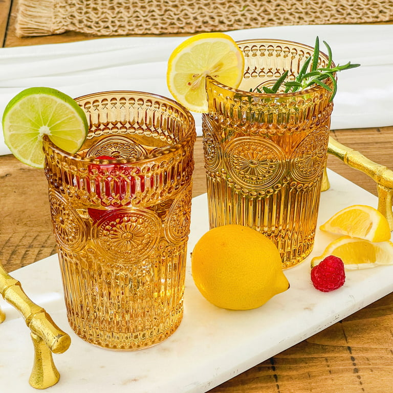 wookgreat Vintage Drinking Glasses Set of 12, Textured Clear Striped Glass  Cups, Ribbed Glassware Se…See more wookgreat Vintage Drinking Glasses Set