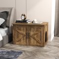 thumbnail image 2 of Demi Bonn 31" Cat Litter Box Enclosure with Double Barn Doors and Removable Divider, Flip Top Hidden Cat House Washroom Furniture, Brown, 2 of 8
