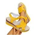 thumbnail image 4 of Wensltd Women Open Toe Sandals Wedge Solid Color Summer Trendy Sandals Casual Breathable Outdoor Daily Shoes, 4 of 8