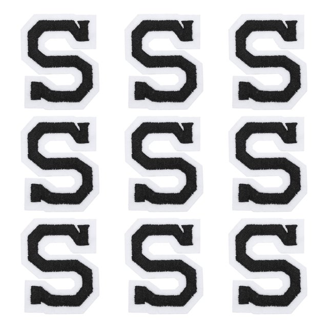 Uxcell Letras S Parches Negros de Planchar Letras S Parches Bordados para Ropa, Paquete de 9