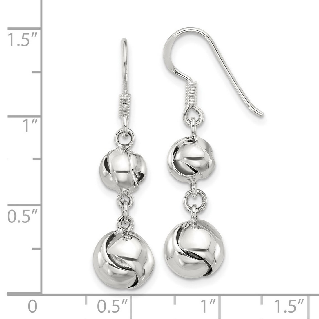 16.58mm 925 Sterling Silver Polished Knot Dangle Shepherd Hook Earrings 36x8.75mm Wide Dangle Earring for Women