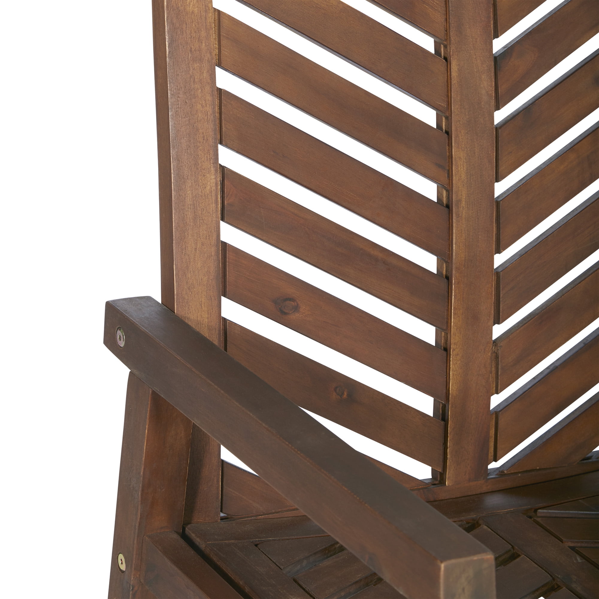 Walker Edison Outdoor Patio Chevron Rocking Chair, Dark Brown