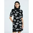 thumbnail image 2 of Scoop Women's Jacquard Floral Sweater Mini Dress with Short Sleeves, Sizes XS-XXL, 2 of 6