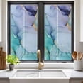 thumbnail image 2 of Removable Glass Window Covering, Purple Teal Golden Marble Window Privacy Film Frosted, Abstract Modern Geometric Decorative Privacy Windows Film for Bedroom, Living Room, 19.6 x 39.3 Inches, 2 of 9