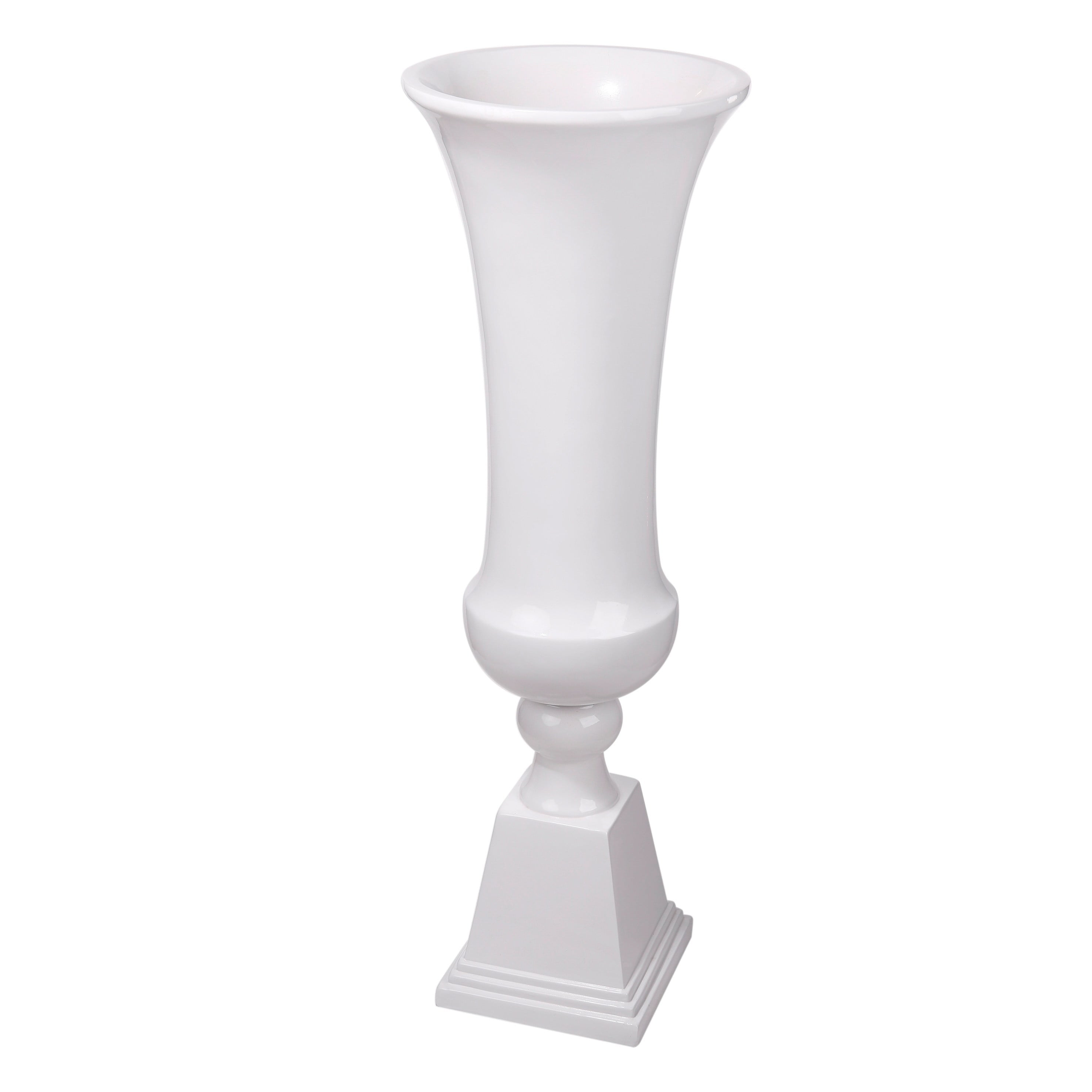 A B Home Glossy White Tall Vase With Square Base Pedestal