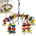 thumbnail image 2 of Large Parrot Bird Toys, Chewing Large Parrot Toys, Multicolored Natural Wooden Block Toy for Climbing, Chewing, Unraveling and Preening, 2 of 9