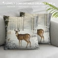 thumbnail image 3 of COMIO Animals Throw Pillow Cover Christmas Deer Rabbit Bird Xmas Tree Pillow Case Square Winter Snowfield Pillowslip, Great for Sofa, Patio, bedroom Decor, 3 of 5