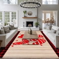 thumbnail image 3 of Large Area Rugs for Living Room Bedroom, Happy Valentine's Day 8'x10' Rug Washable Carpet Runner Indoor Outdoor, Love Heart Wood Red Black Plaid Non Slip Floor Mats Rug for Kitchen, Patio, 3 of 8
