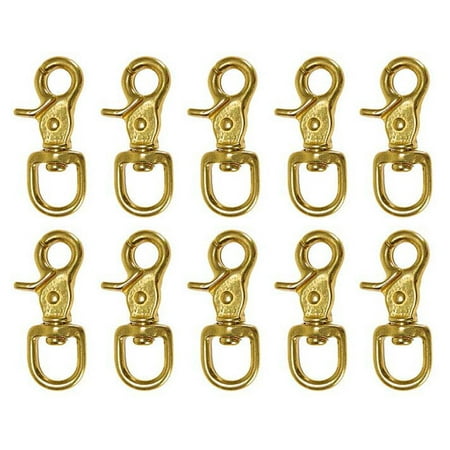 

Lot of (10) 5/8 x 2-5/8 Solid Brass Swivel Round Eye Trigger Snaps 40344-10