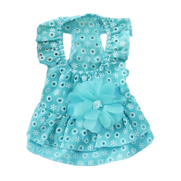 WORGEOUS Vestido de flores de encaje para perros Falda de gasa Mascotas para perros y gatos Cat Dresses - Talla XL (Azul)