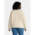 thumbnail image 3 of Terra & Sky Women’s Plus Bow Stitch Crewneck Sweater, Lightweight, Sizes 0X-5X, 3 of 5