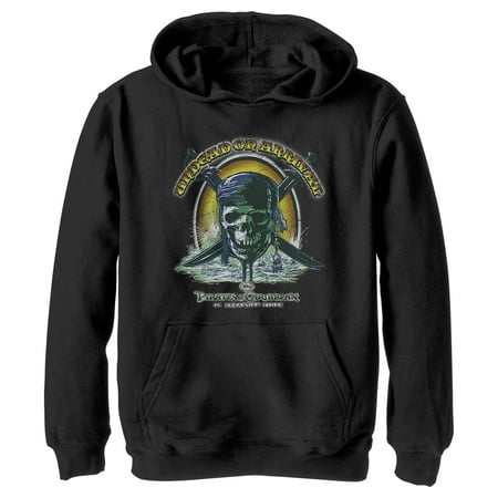 Boy s Pirates of the Caribbean: On Stranger Tides Undead on Arrival Skull Logo Pull Over Hoodie Black Medium