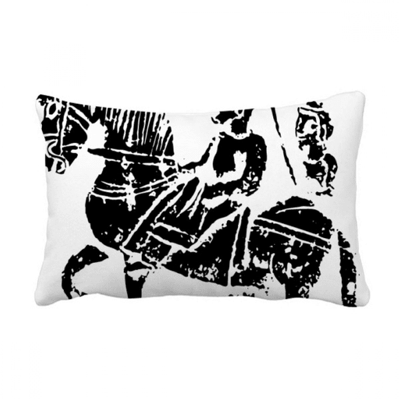 China Wei Jin Dynasties Horse Riding Pattern Throw Pillow Lumbar Insert Cushion Cover Home Decoration