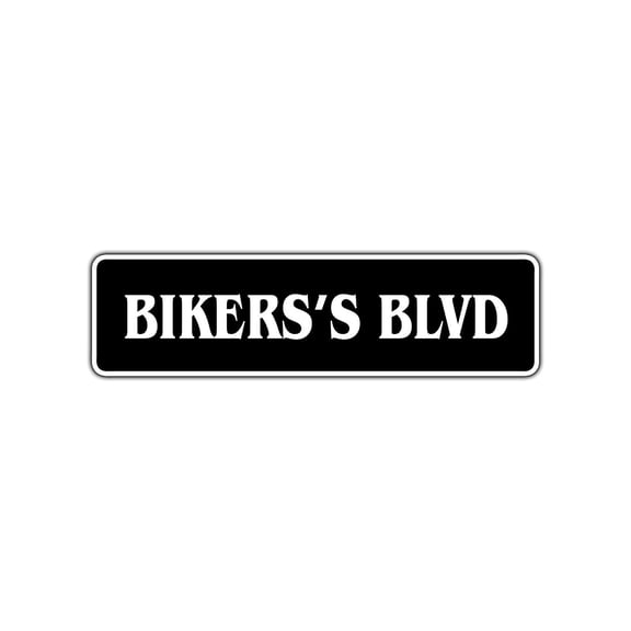 Biker's Blvd Aluminum Metal Street Sign Harley Motorcycle Man Cave Bar Decor 4x18