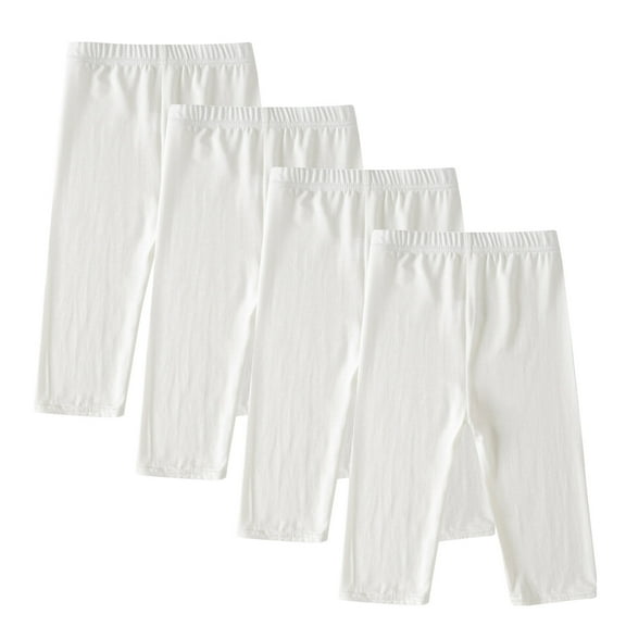 Timegard Kids Clothes 4pc Girls Capris Leggings Slim Comfy Homewear Solid Color Children Cropped Pants