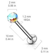 Labret Flat Back Stud Gem Prong Settings Push In Threadless
